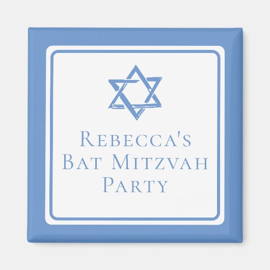 Aimant Fête bat mitzvah lumière étoile bleue de David (Devant)