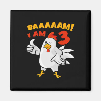 Aimant Fête d'anniversaire 3 ans de poulet Ferme Poulet d