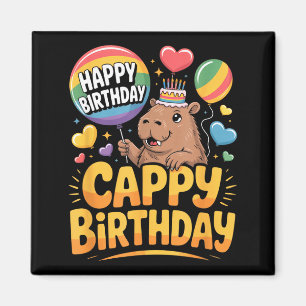 Aimant Fête d'anniversaire amusante de capybara amoureux