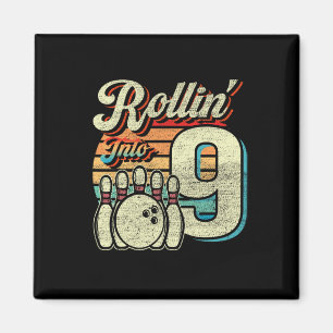 Aimant Fête d'anniversaire de bowling en roulant dans 9