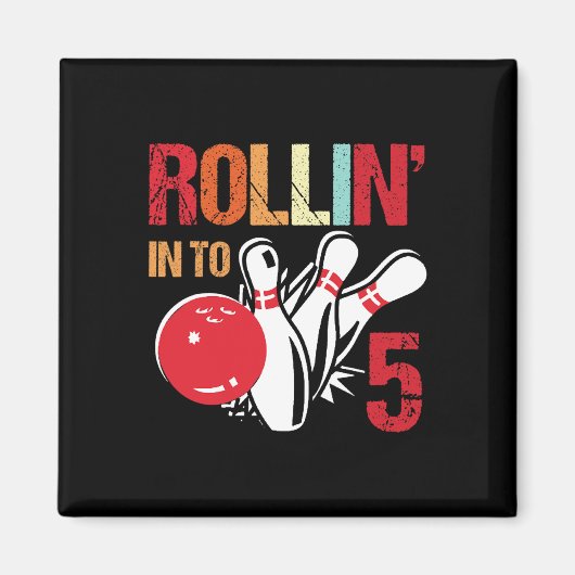 Aimant Fête d'anniversaire de bowling Rouler dans 5 5ème (Devant)
