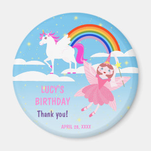 Aimant Fête d'anniversaire de la magie de licorne et de f