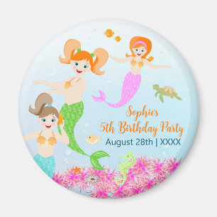 Aimant Fête d'anniversaire de la Sirène et de ses amis