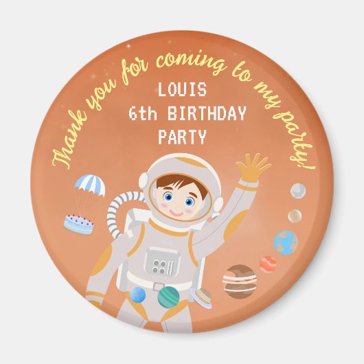 Aimant Fête d'anniversaire de l'astronaute de Mars (Devant)