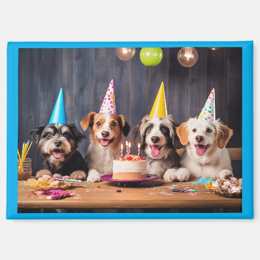 Aimant Fête d'anniversaire des chiens (Recto)