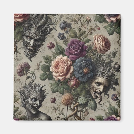 Aimant Fête d'anniversaire - Gothique victorien Floral (Devant)