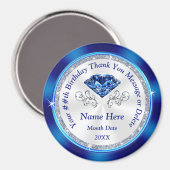 Aimant Fête d'anniversaire personnalisée, toute année (Recto/Verso)