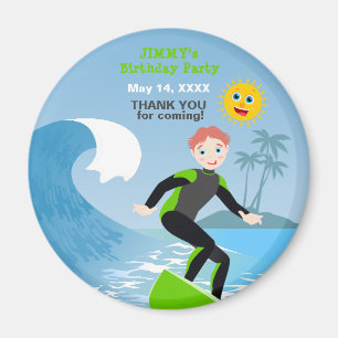 Aimant Fête d'anniversaire Surf's up boy