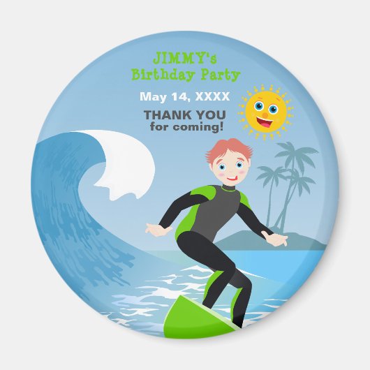Aimant Fête d'anniversaire Surf's up boy (Devant)