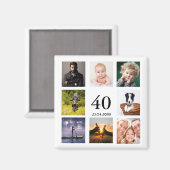 Aimant fête de 40e anniversaire photo collage mec (Recto/Verso)