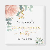 Aimant Fête de graduation rose or floral enregistrer la d (Devant)