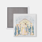 Aimant Fête de la nativité or et bleu (Recto/Verso)
