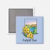 Aimant Fête de la Saint-David Jonquilles (Recto/Verso)