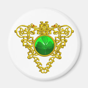 Aimant FÊTE DE LA SAINT-PATRICK CŒUR CELTIQUE TRÈFLE Blan