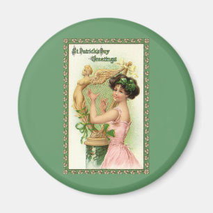 Aimant Fête de la Saint-Patrick vintage Dame Musique Musi