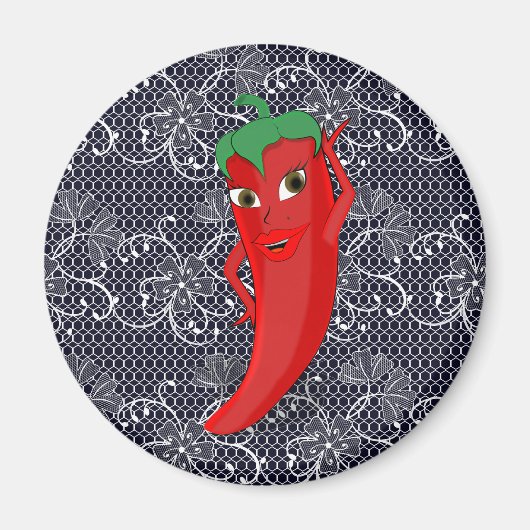 Aimant Fête de mariage avec diva piment rouge (Devant)