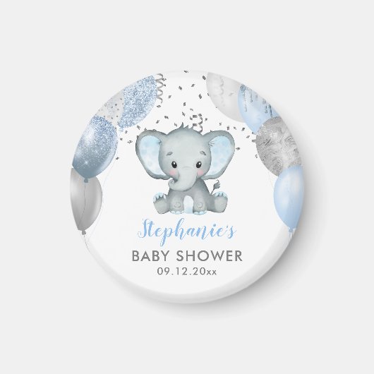 Aimant Fête de naissance Ballons Éléphant Mignon Garçon (Devant)