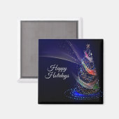 Aimant Fête de Noël Arbre coloré Marine Bleu Rustique (Recto/Verso)