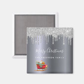 Aimant Fête de Noël argent parties scintillant rouge de t (Recto/Verso)