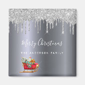 Aimant Fête de Noël argent parties scintillant rouge de t (Devant)