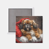 Aimant Fête de Noël de Chien Espagnol Tibétain (Recto/Verso)