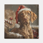 Aimant Fête de Noël de Chien Vizsla (Devant)
