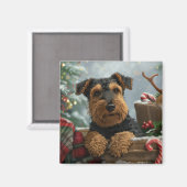Aimant Fête de Noël du chien Airedale (Recto/Verso)