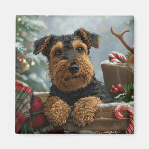 Aimant Fête de Noël du chien Airedale