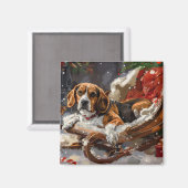 Aimant Fête de Noël du chien beagle (Recto/Verso)