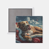 Aimant Fête de Noël du chien Pitbull (Recto/Verso)