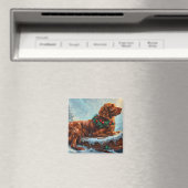 Aimant Fête de Noël du chien roux irlandais (In Situ (Lave-vaisselle))