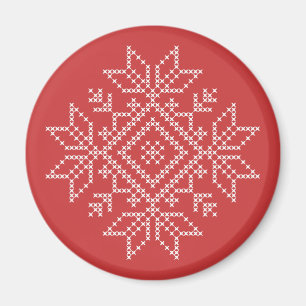Aimant Fête de Noël Flocon de neige nordé tricoté