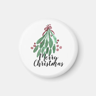 Aimant Fête de Noël Main Arbre et Nœud Aquarelle