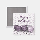 Aimant Fête de Noël Pink violet ornements Snowflakes (Recto/Verso)