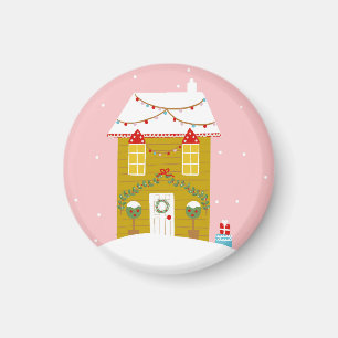 Aimant Fête de Noël rose Anniversaire de enfant