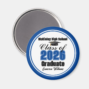 Aimant Fête de remise des diplômes personnalisée bleue de