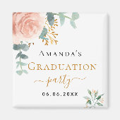 Aimant Fête de remise des diplômes rose gold floral à ret (Devant)