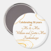 Aimant Fête des 50 ans de mariage Or et blanc (Recto/Verso)