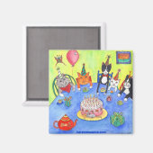 Aimant Fête des chats ! Chats-chats d'anniversaire amusan (Recto/Verso)