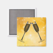 Aimant Fête des Lunettes de Champagne sur l'or mousseux (Recto/Verso)