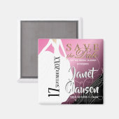 Aimant Fête des mariées - Enregistrer la date - rose (Recto/Verso)