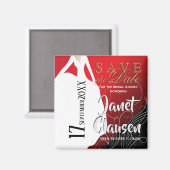 Aimant Fête des mariées - Enregistrer la date - Rouge (Recto/Verso)
