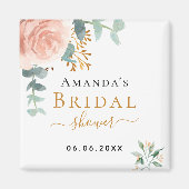 Aimant Fête des mariées rose or floral eucalyptus faveur (Devant)