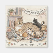 Aimant Fête des Mères : Chat et Chatons (Devant)