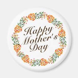 Aimant Fête des mères élégante couronne de fleurs Magne