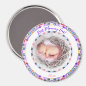 Aimant Fête des mères Meilleure maman Ever bébé fille pho (Recto/Verso)