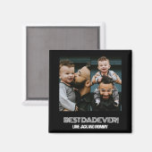 Aimant Fête des pères Collage de deux photos personnalisé (Recto/Verso)