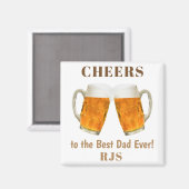 Aimant Fête des pères Papa Monde meilleur jamais Monogram (Recto/Verso)