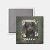 Aimant Fête des pères - Poches de pierre - Dachshund - Wi (Recto/Verso)