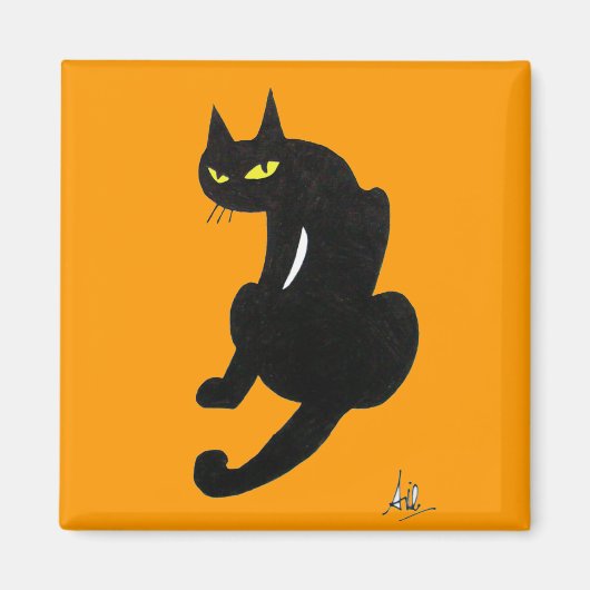 AIMANT FÊTE D'HALLOWEEN CHAT NOIR (Devant)